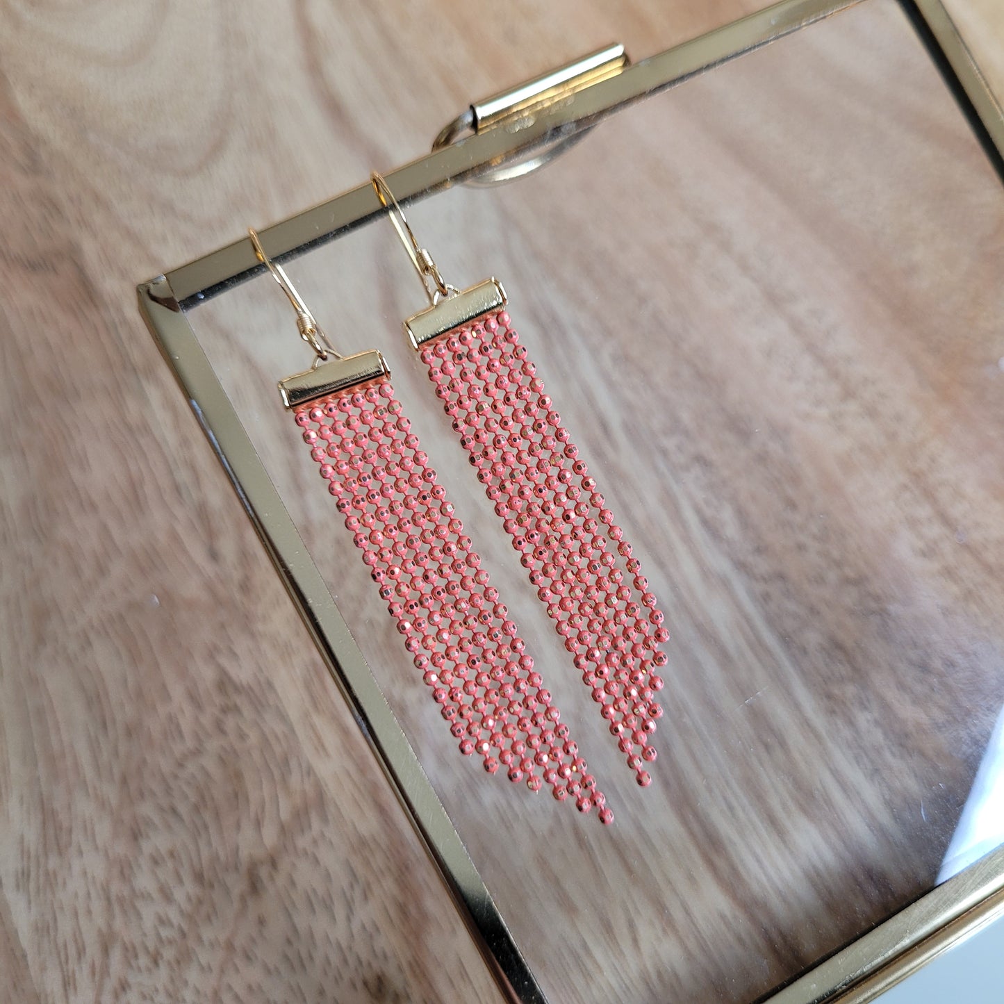boucles d'oreilles orange micro perlées perles or
