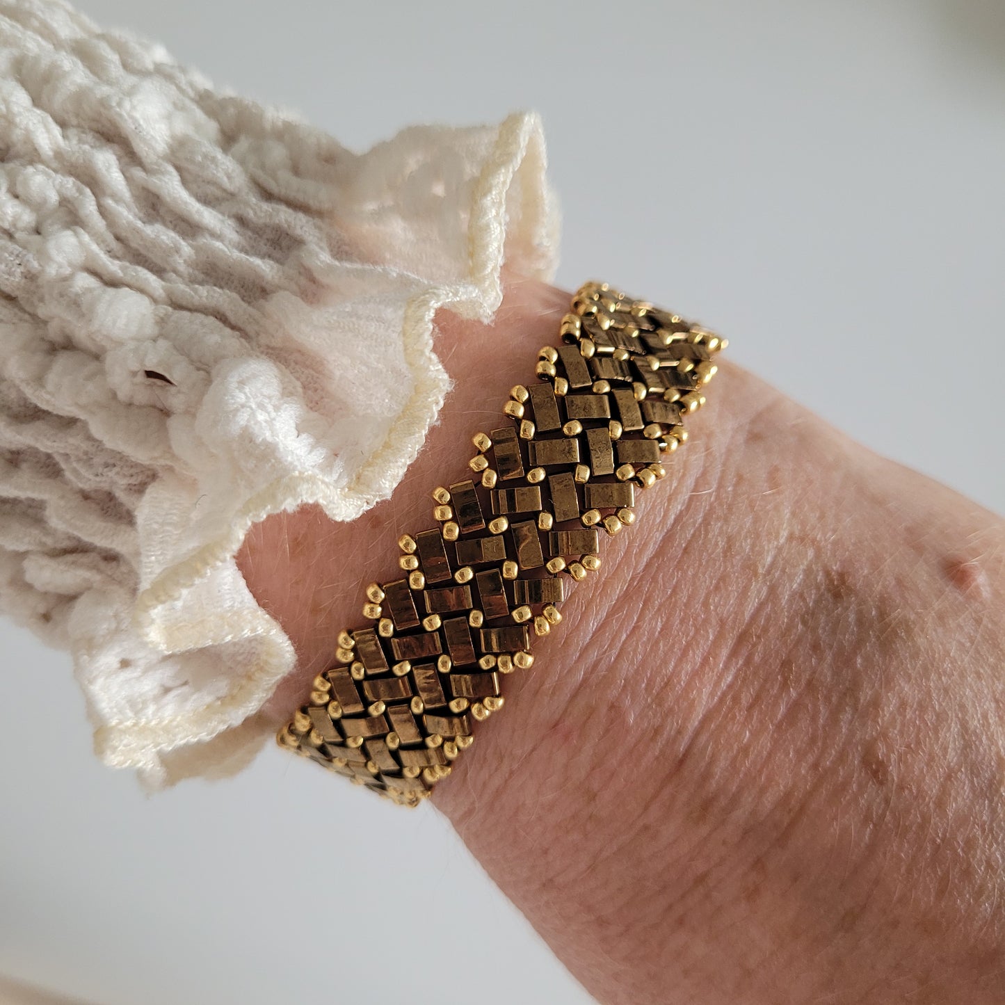 bracelet tisses perles miyuki bronze zig zag chevrons