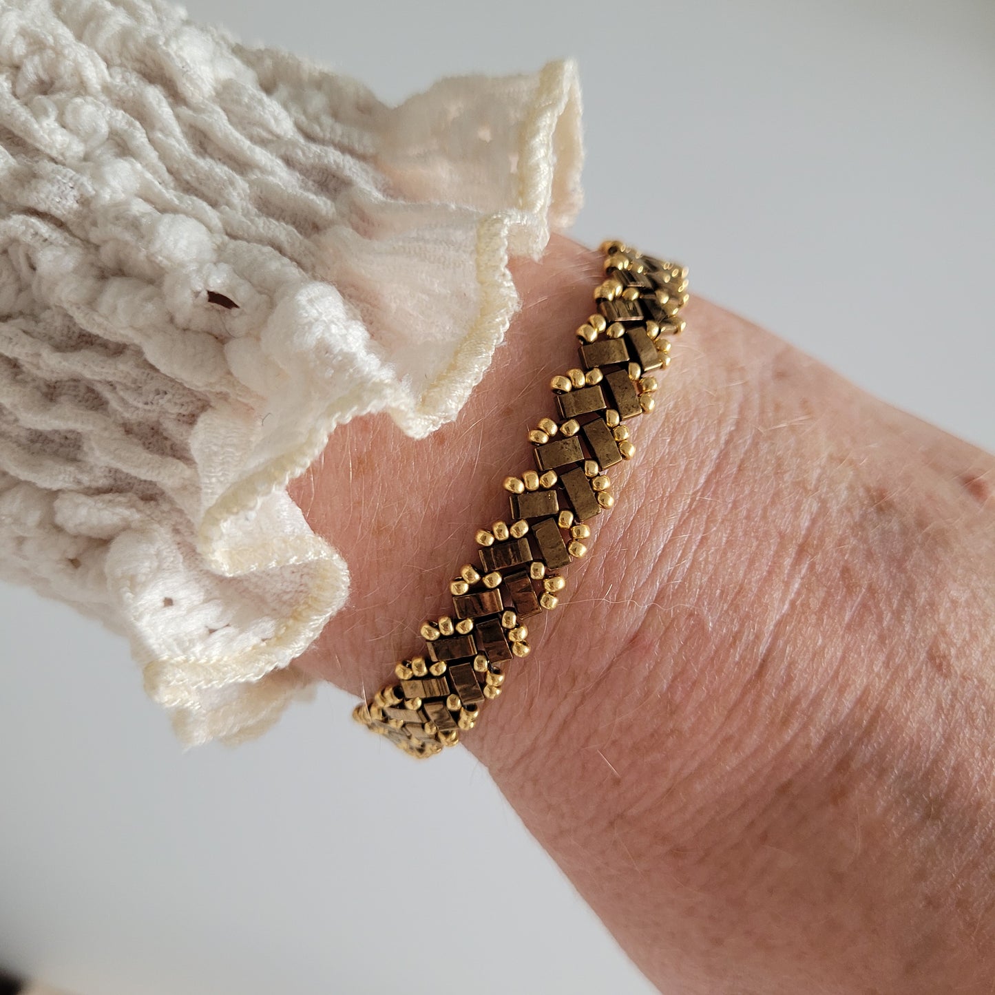 bracelet tisses perles miyuki bronze zig zag chevrons