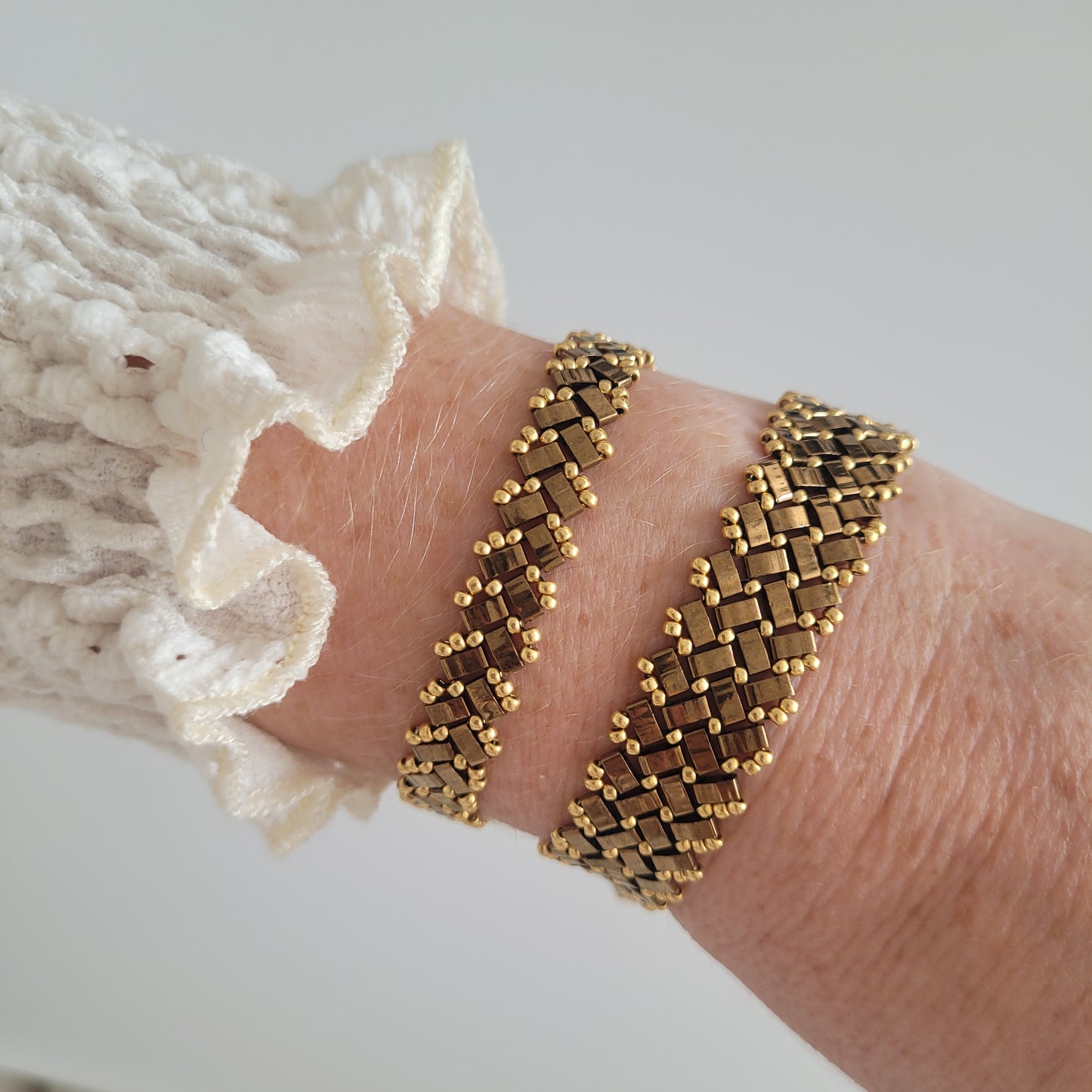 bracelet tisses perles miyuki bronze zig zag chevrons