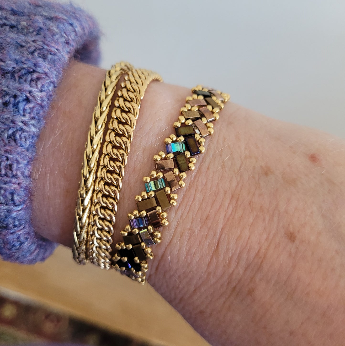 bracelet perles miyuki tisse marron