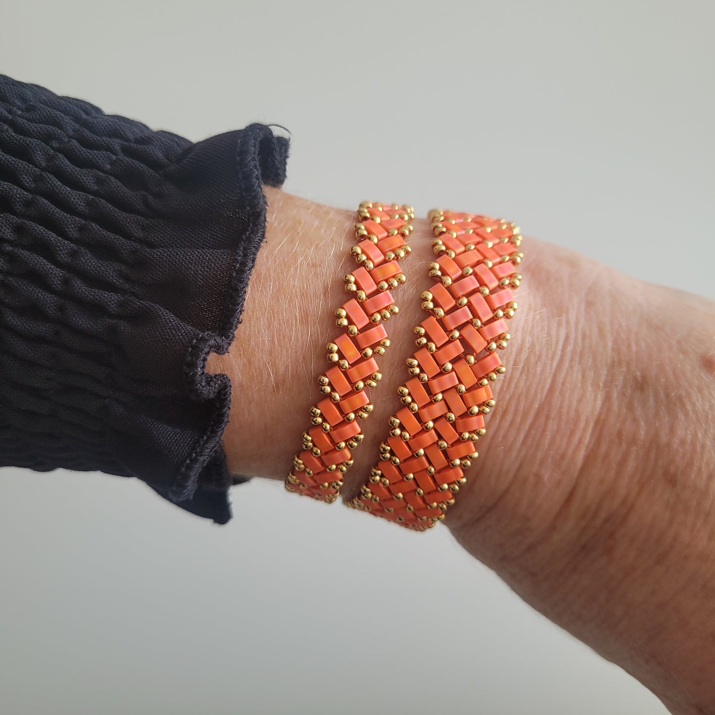 bracelet tisses perles miyuki orange zig zag chevrons