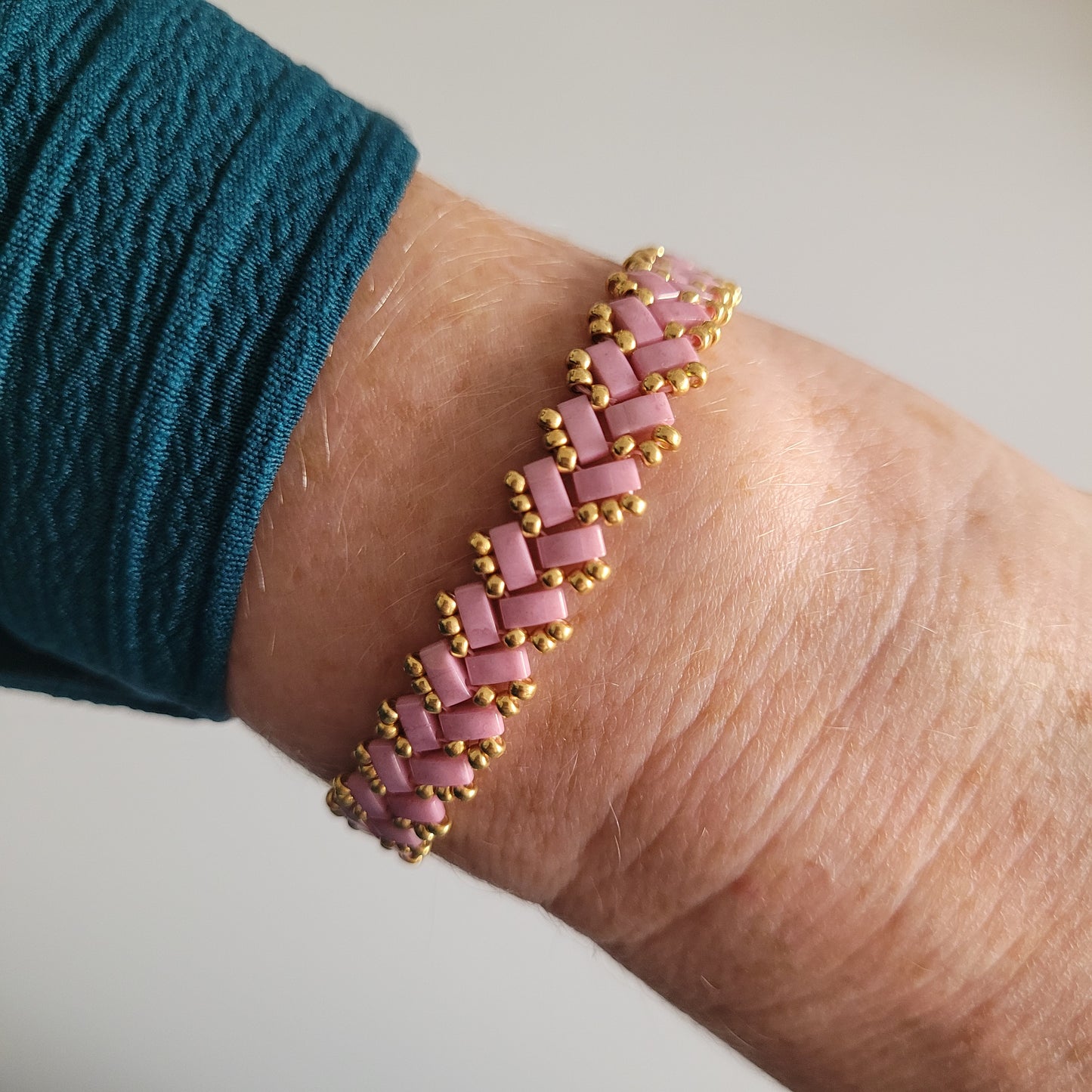 bracelet tisses perles miyuki rose zig zag chevrons