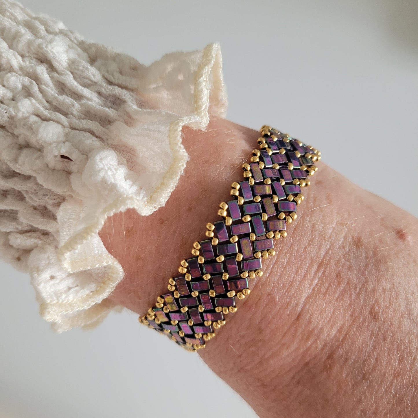 bracelet tisses perles miyuki violet zig zag chevrons