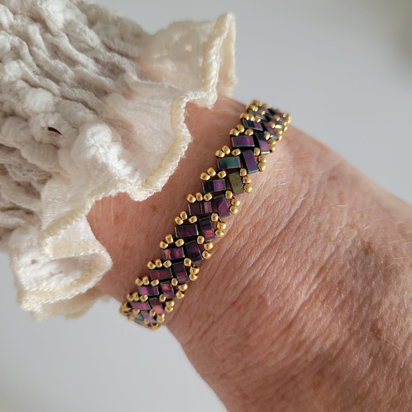 bracelet tisses perles miyuki violet zig zag chevrons