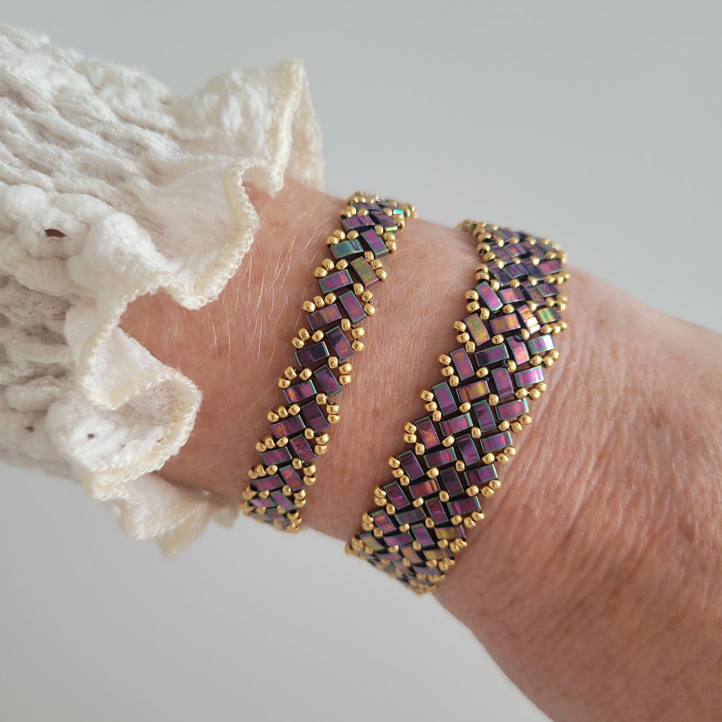 bracelet tisses perles miyuki violet zig zag chevrons