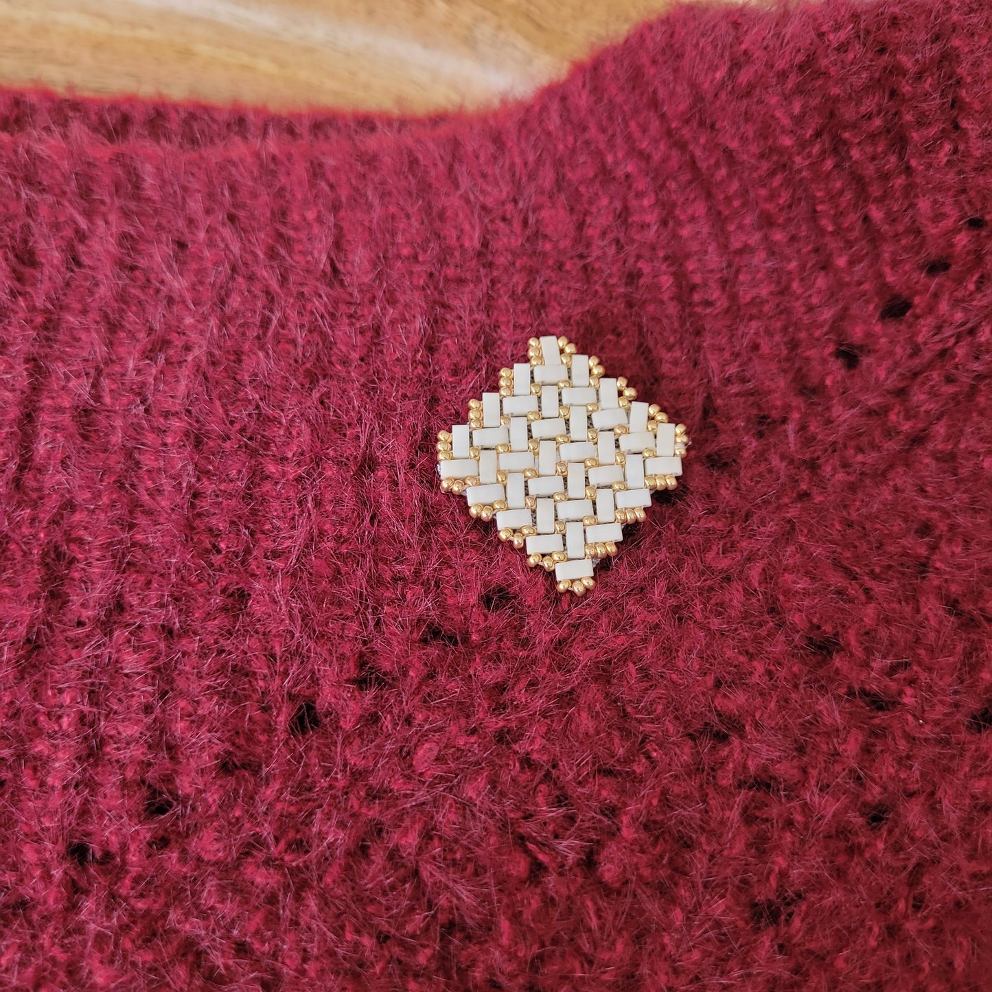 broches perles miyuki blanc
