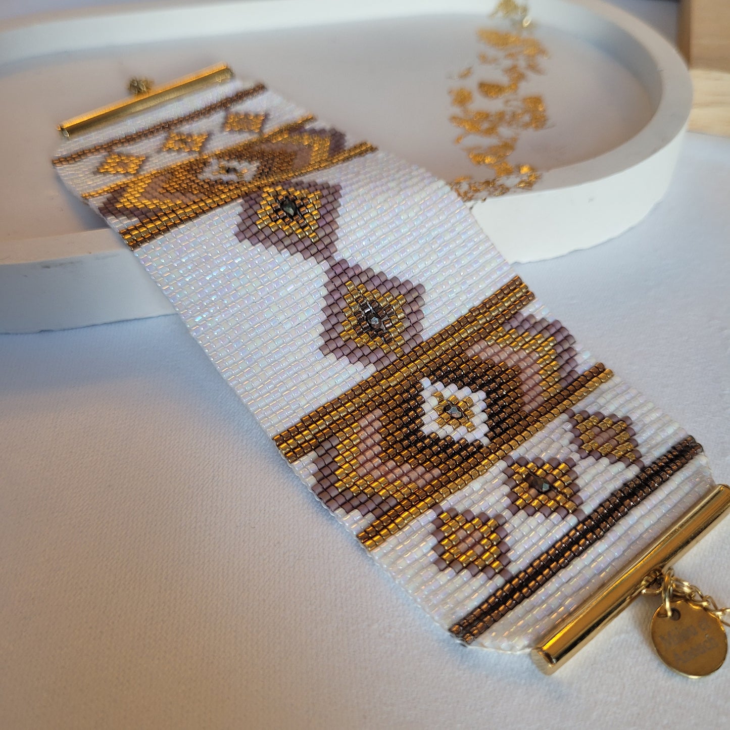 Square - blanc et beige