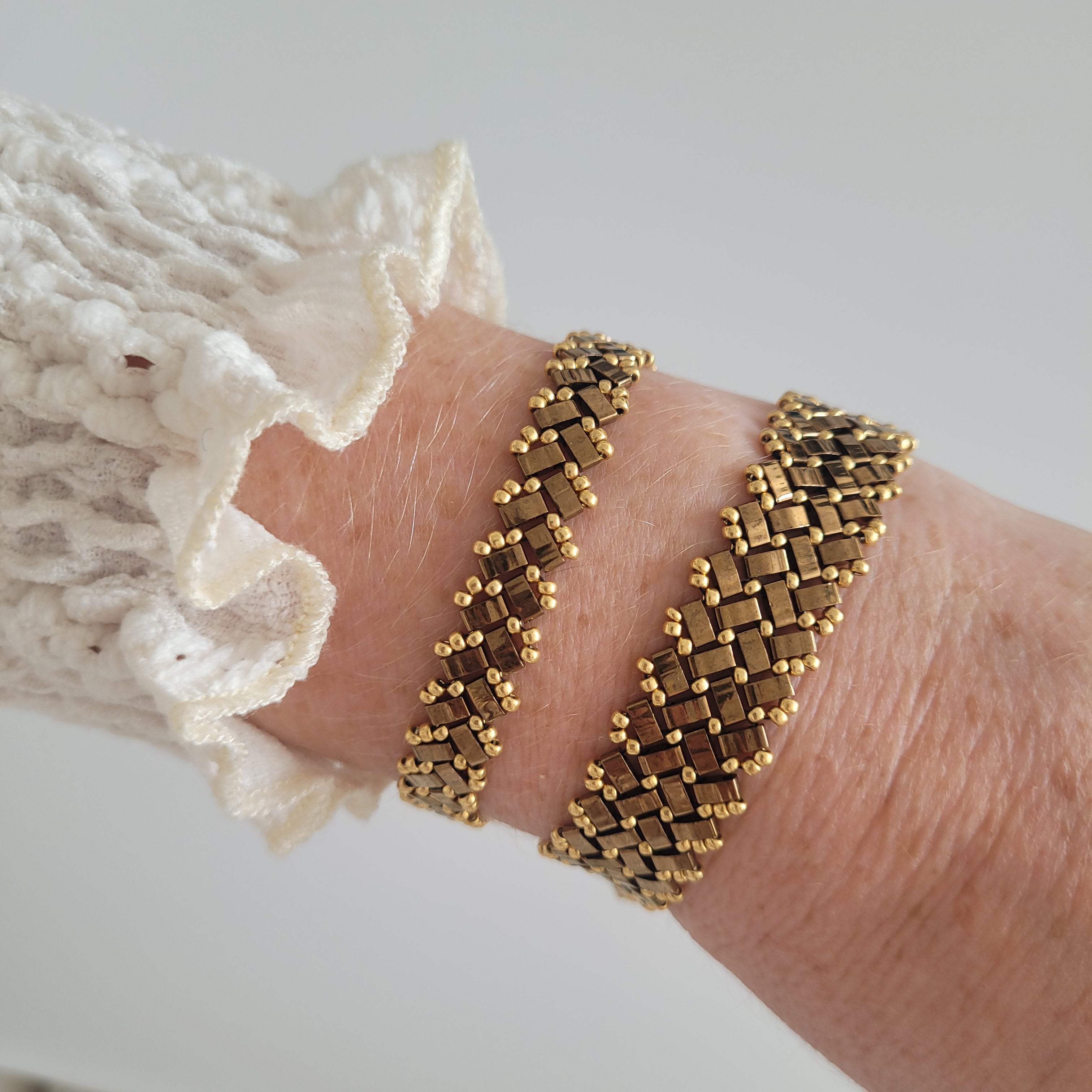 bracelet tisses perles miyuki bronze zig zag chevrons