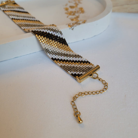 Diagonales - Bronze et blanc