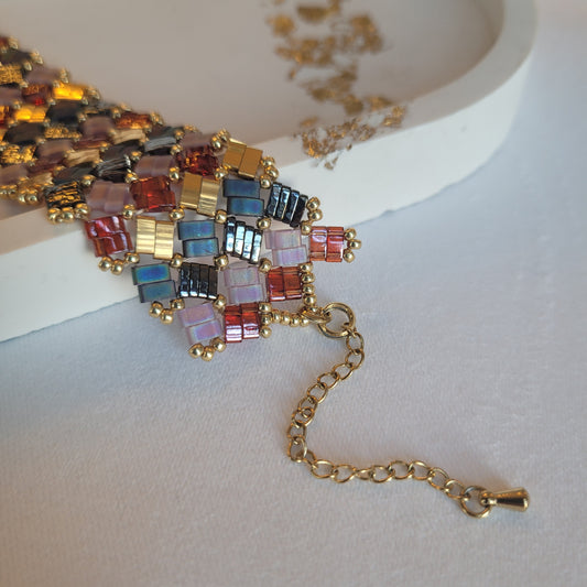 Milena - Gun métal et topaz red