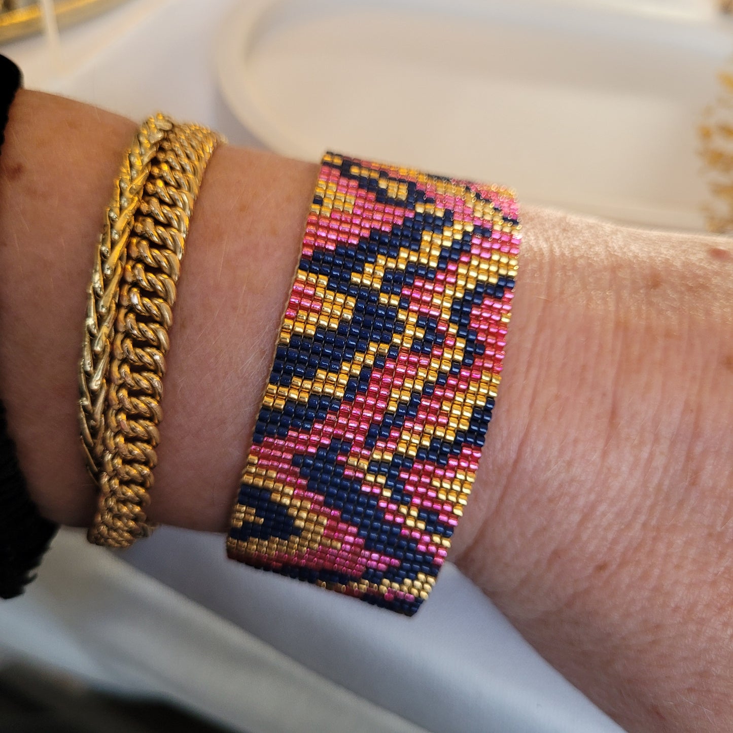 Vagues - Bleu et fuschia