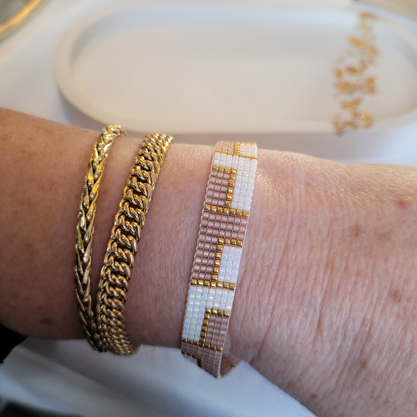 Square small - blanc et beige rosé