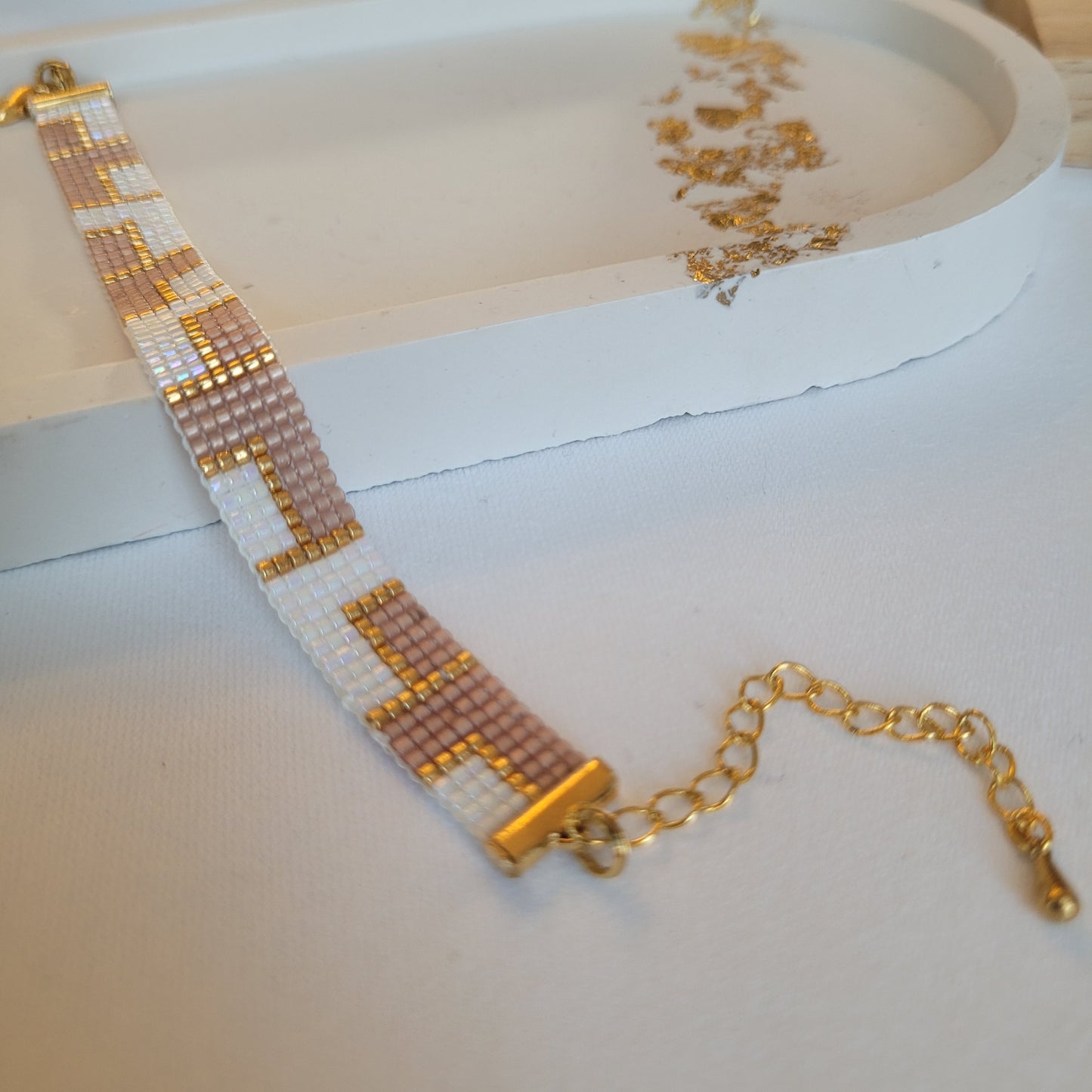 Square small - blanc et beige rosé